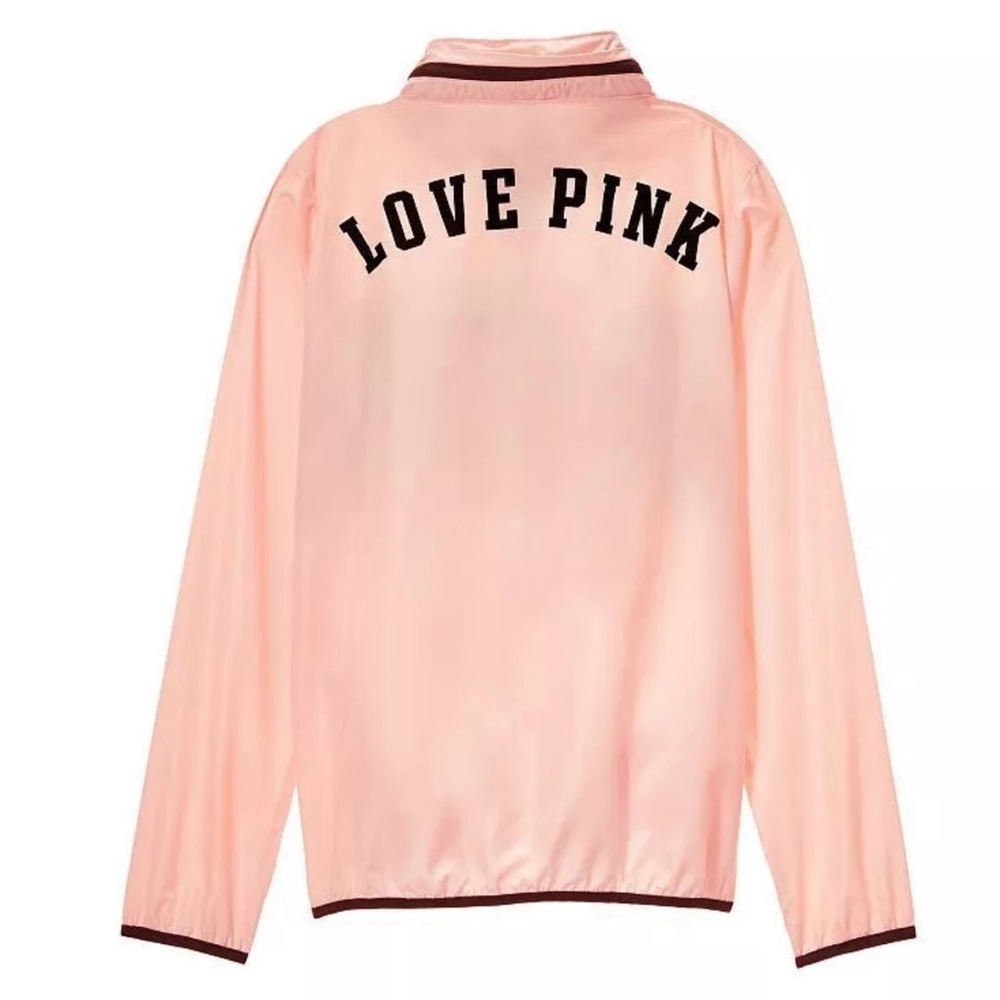 Pink Victorias Secret Pink And Black Hooded Anorak Windbreaker Jacket Size XS/S - Picture 4 of 5